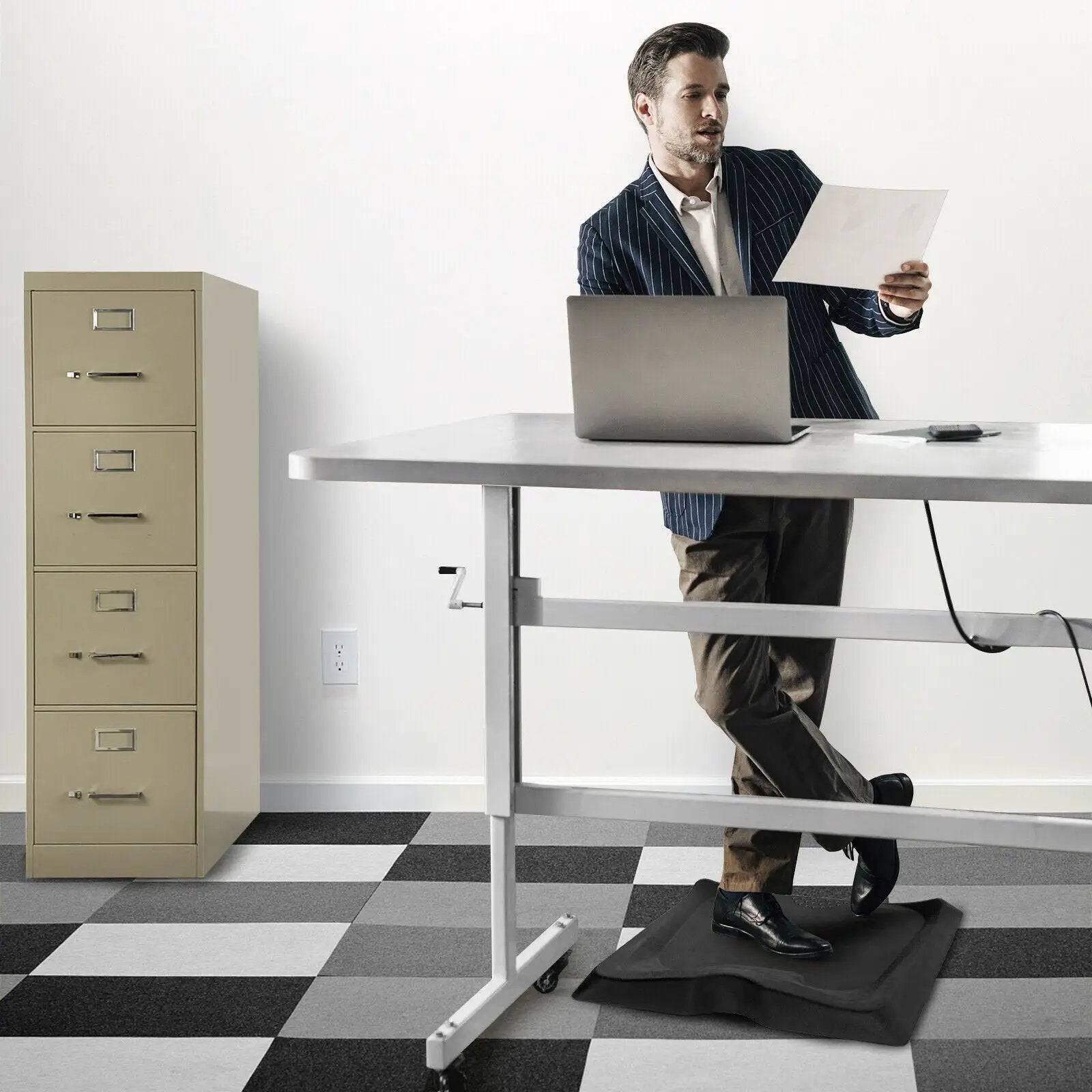Portable Anti-Fatigue Standing Mat with Massage Point and Diverse Terrain for Office and Home-Black by DirectDeals