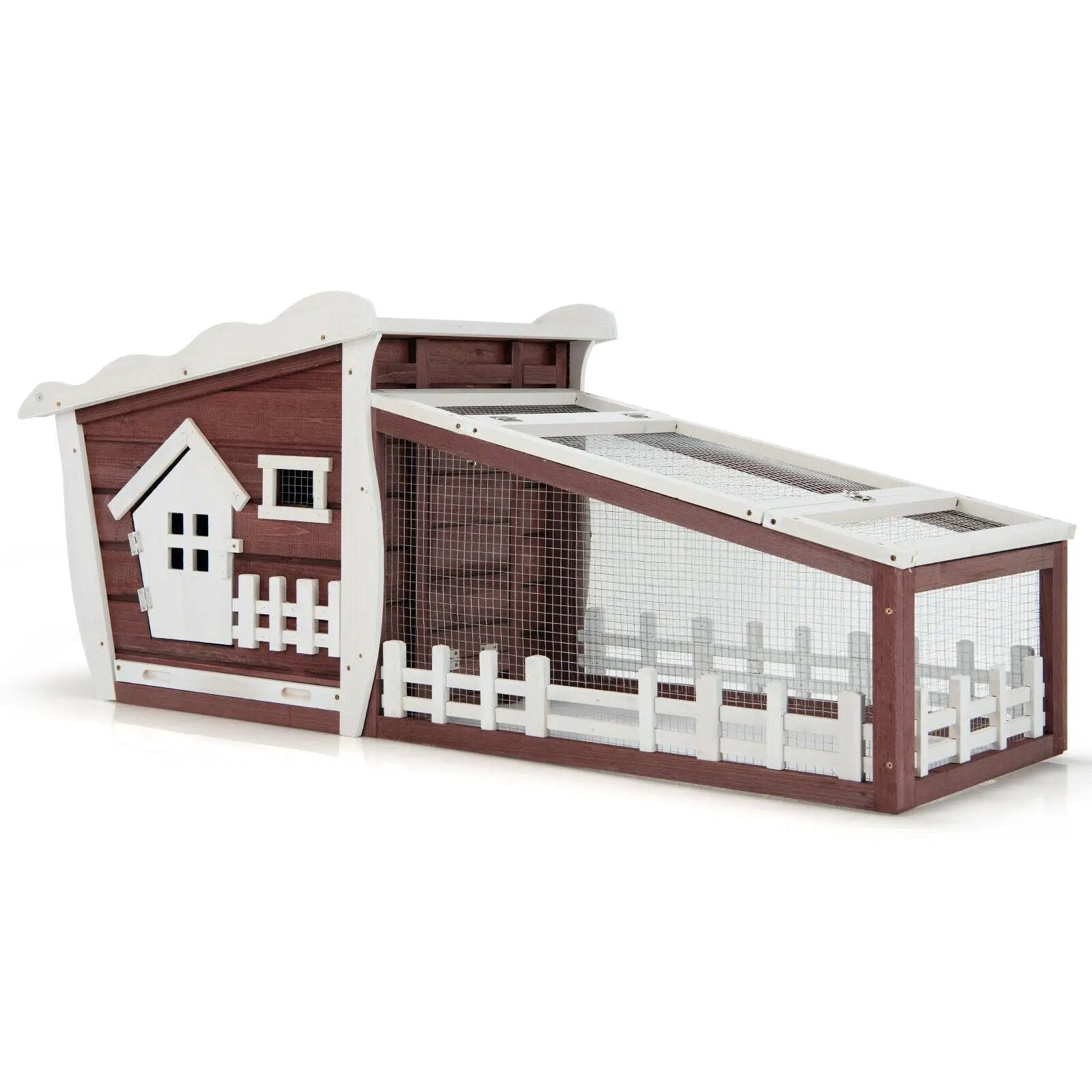 62 Inch Wooden Rabbit Hutch with Pull Out Tray by DirectDeals