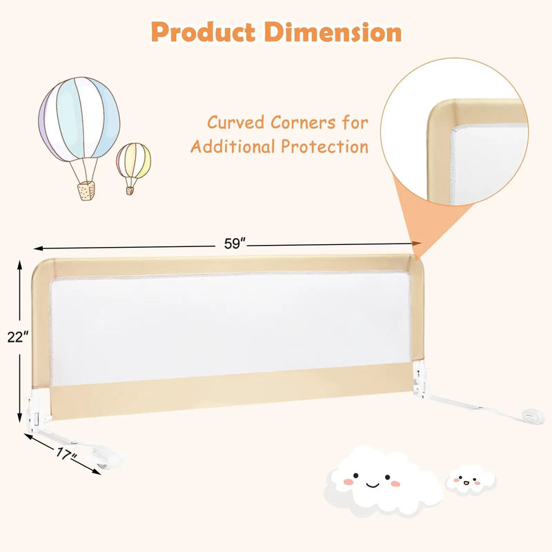 59 Inch Folding Breathable Baby Bed Rail Guard with Safety Strap by DirectDeals