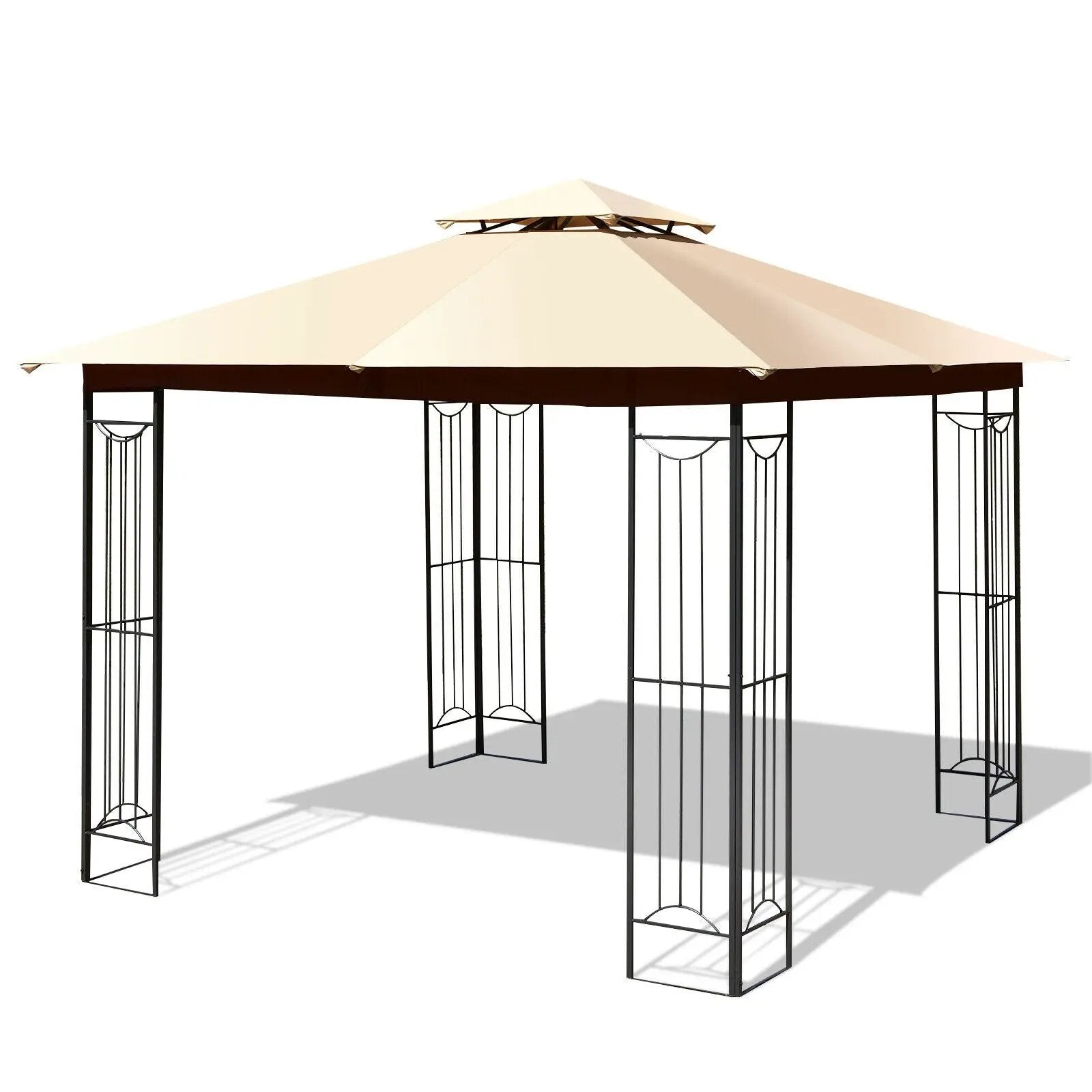 10 x 10 Feet L-Shaped Patio Canopy Gazebo Outdoor 2-Tier Steel Tent by DirectDeals