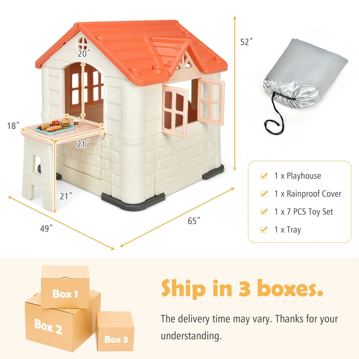 Kid’s Playhouse Pretend Toy House For Boys and Girls 7 Pieces Toy Set, photo 4 of 10