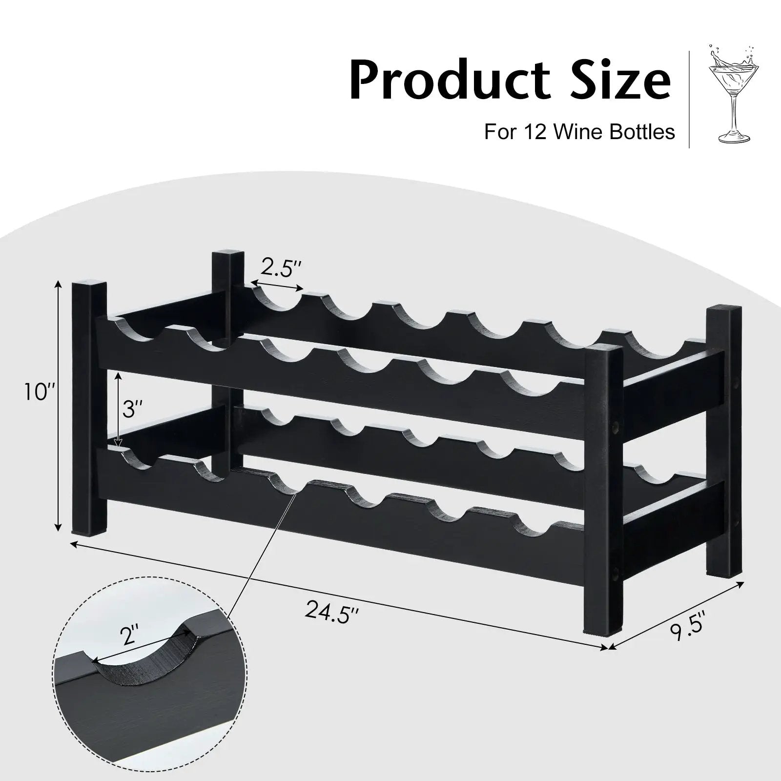 2-Tier 12 Bottles Bamboo Storage Shelf Wine Rack by DirectDeals
