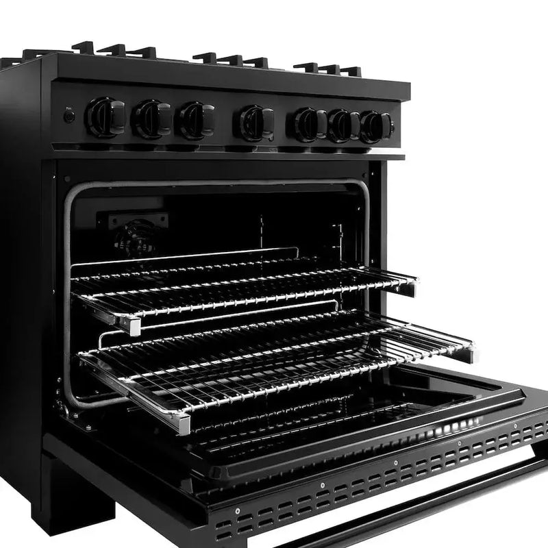 ZLINE 36" Classic Gas Range, Convection Gas Oven Black Stainless Steel Brass Burners, CGRB-BR-36 by Farmhouse Kitchen and Bath