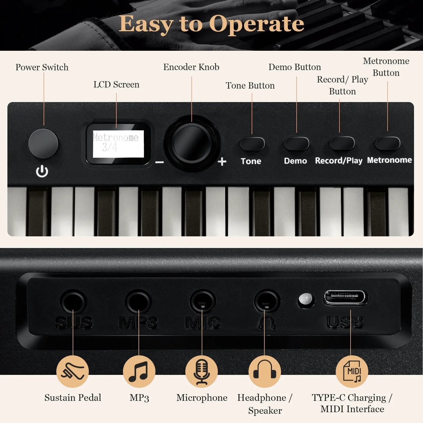 88-Key Folding Electric Lighted Piano Full-Size Portable Keyboard MIDI by DirectDeals