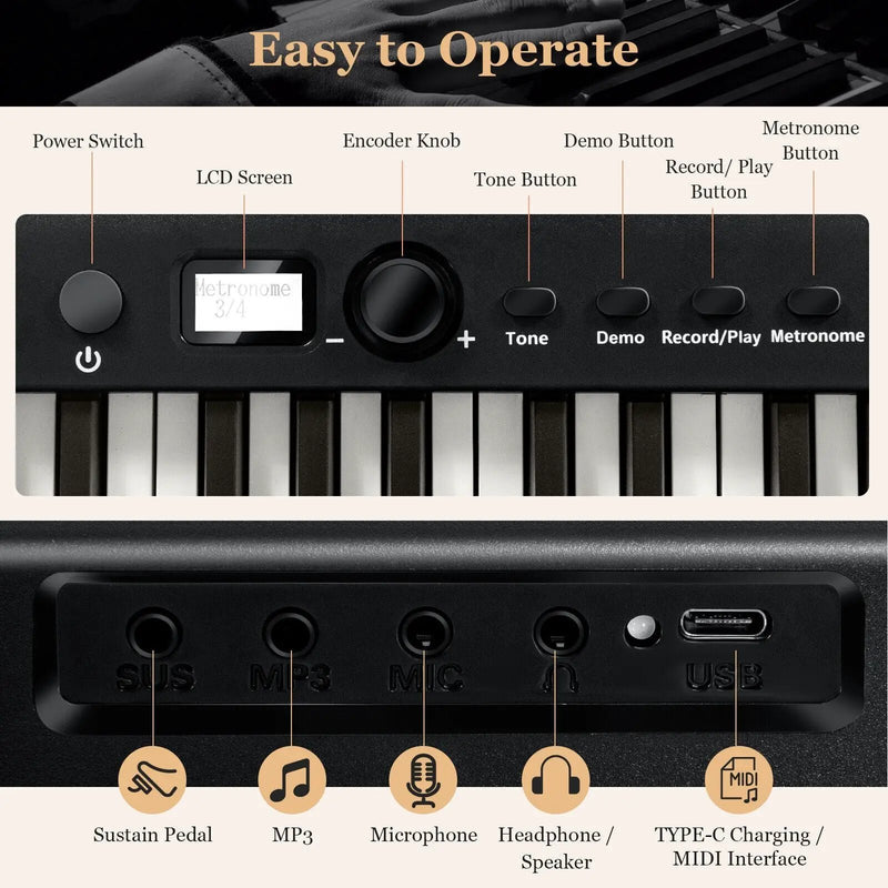 88-Key Folding Electric Lighted Piano Full-Size Portable Keyboard MIDI by DirectDeals
