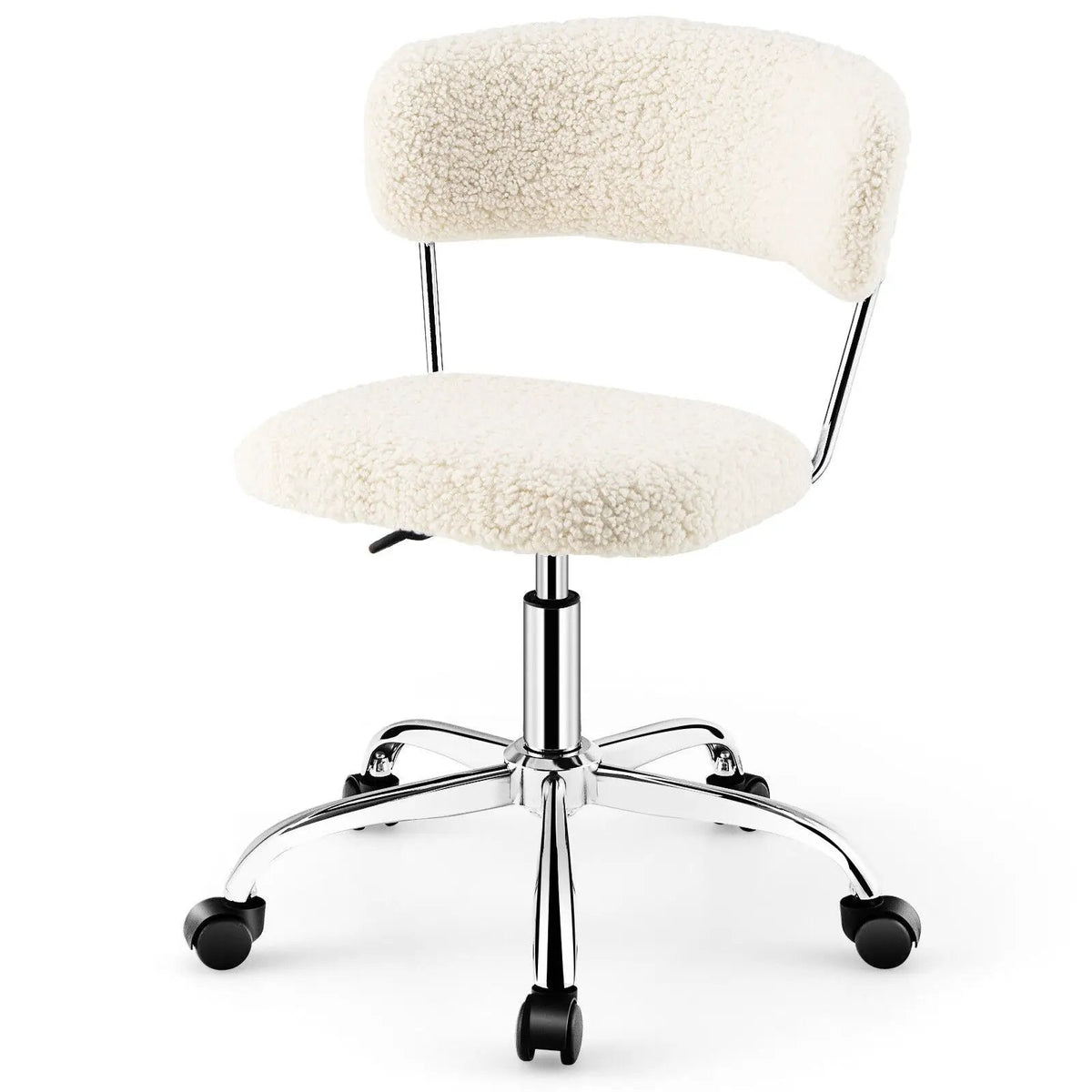 Computer Desk Chair Adjustable Sherpa Office Chair Swivel Vanity Chair, photo 8 of 9