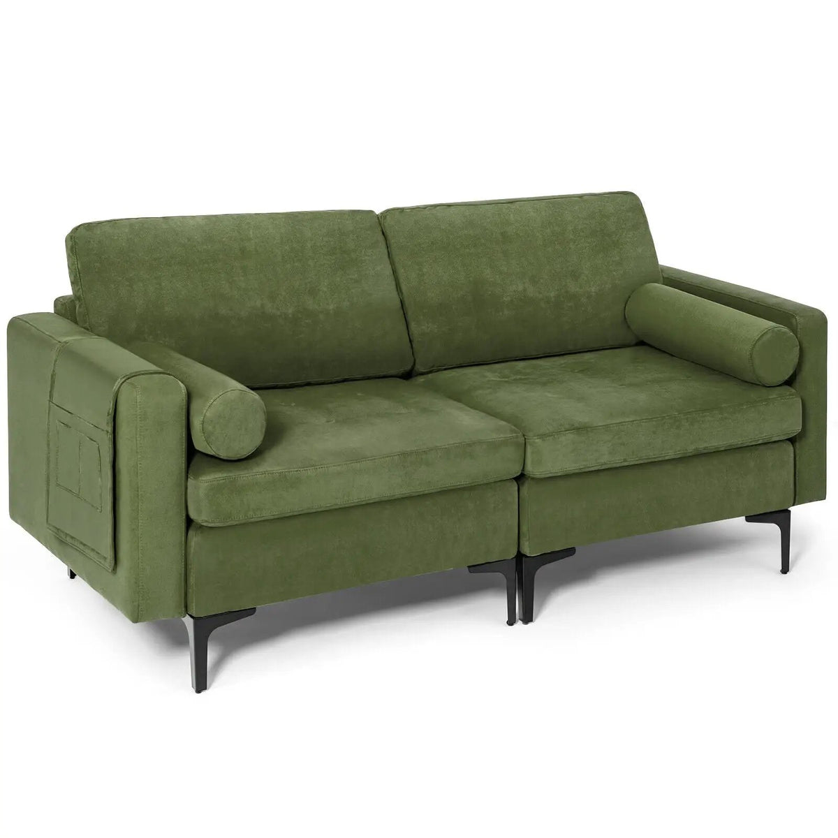 Modern Loveseat Sofa with 2 Bolsters and Side Storage Pocket, photo 7 of 24
