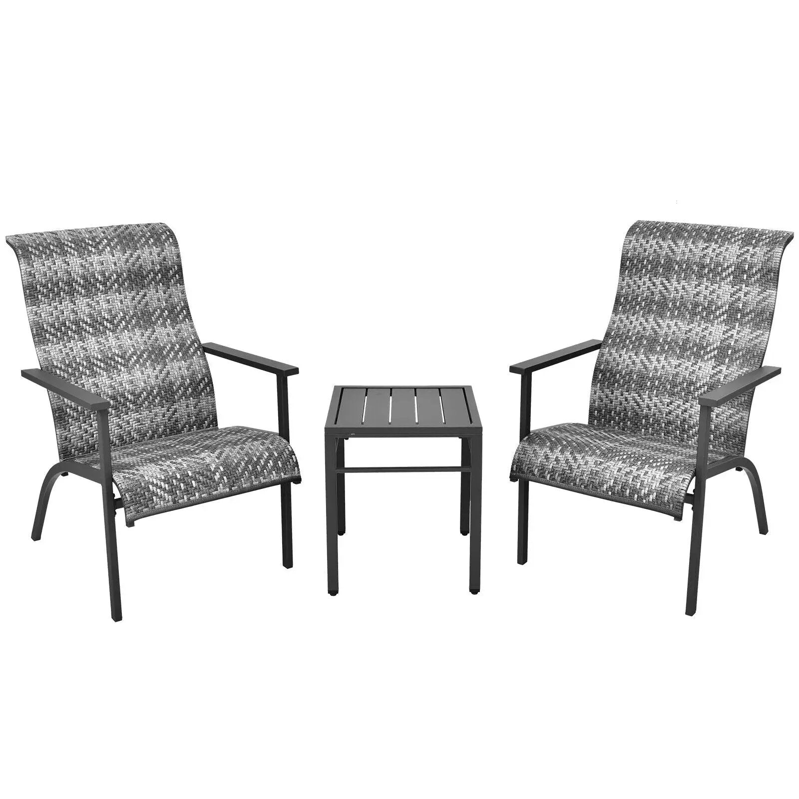 3 Pieces Patio Rattan Bistro Set with High Backrest and Armrest by DirectDeals