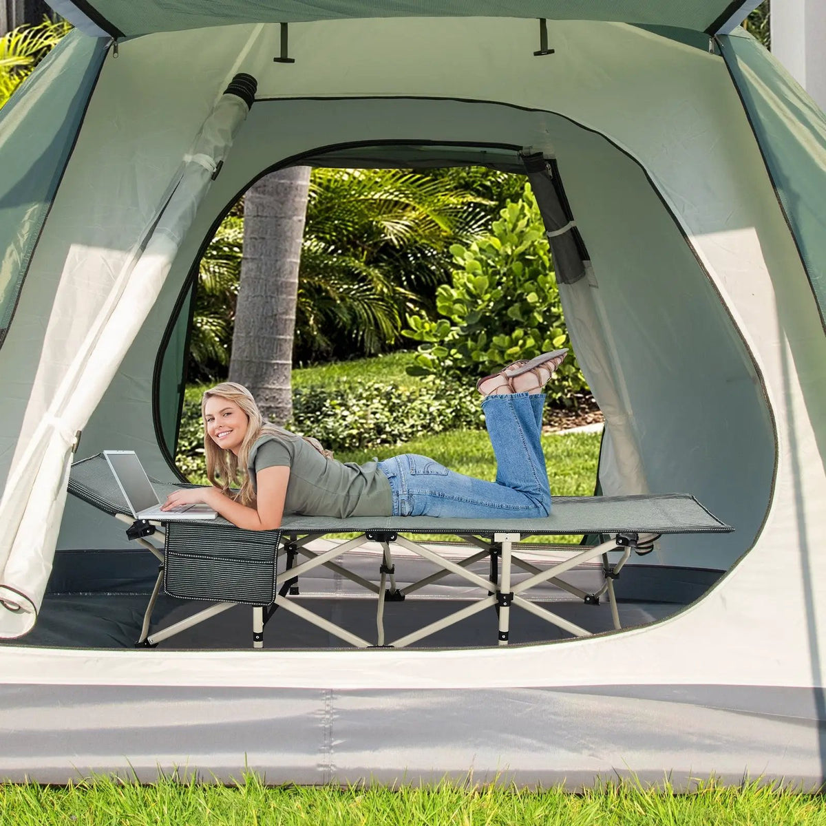 Wide Foldable Camping Cot with Carry Bag, photo 3 of 8