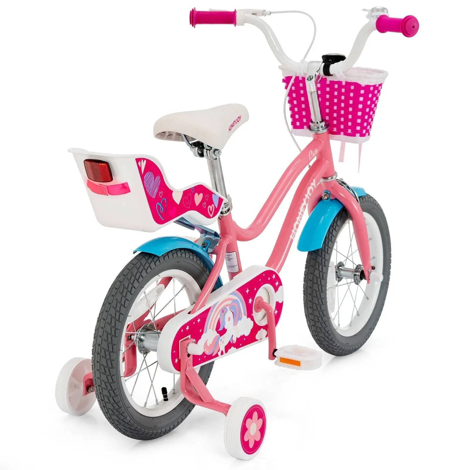 16 Inch Kids Bike with Training Wheels and Storage Basket by DirectDeals