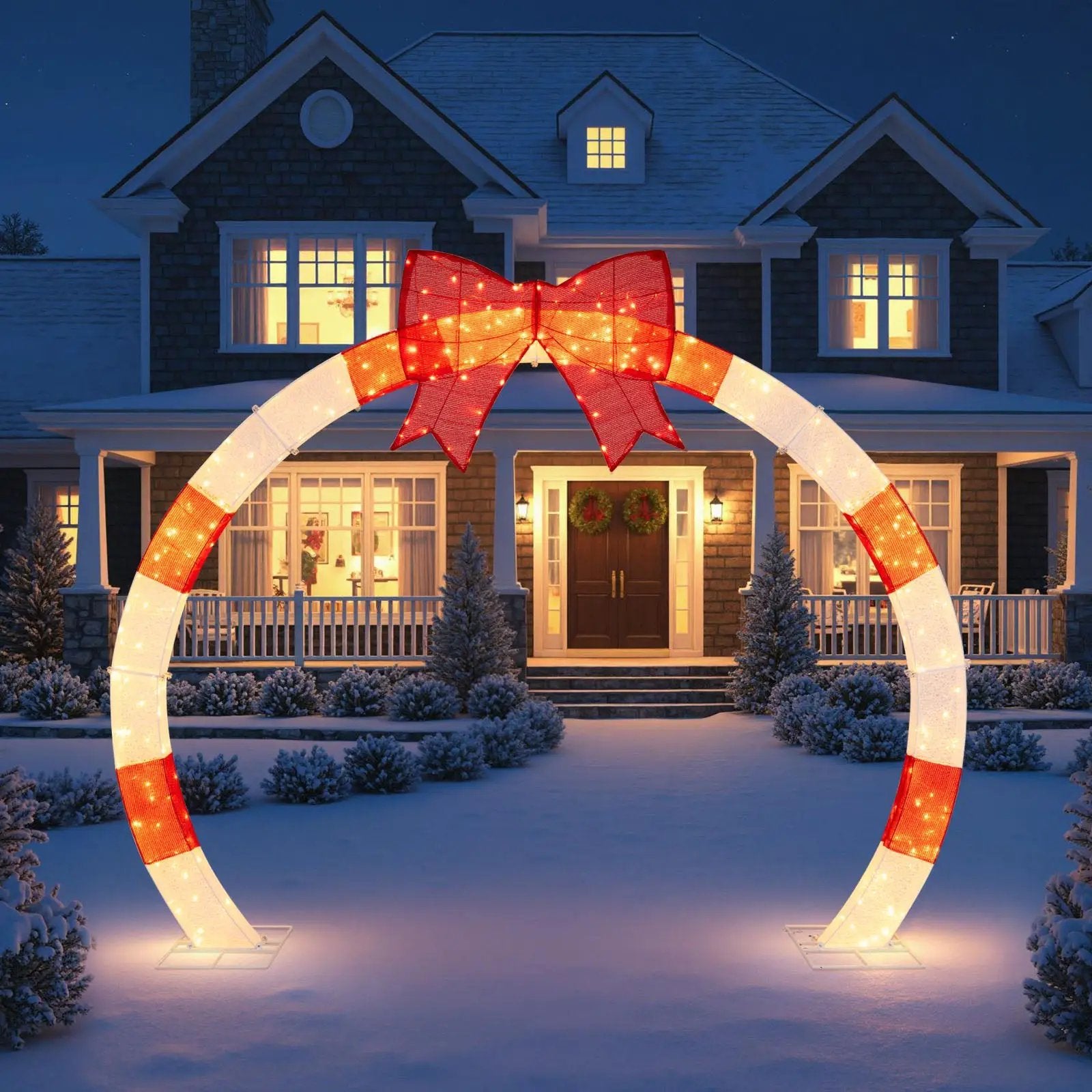 10.4 Feet Christmas Archway with Large Bow and LED Lights by DirectDeals