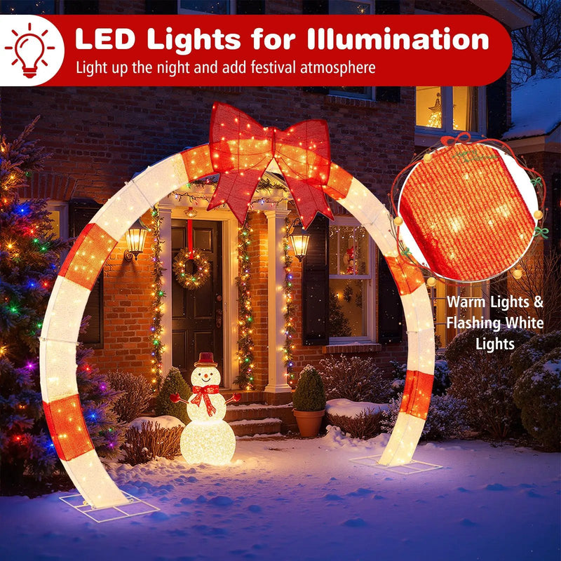 10.4 Feet Christmas Archway with Large Bow and LED Lights by DirectDeals