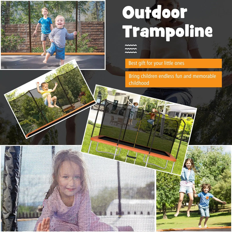 8 x 14 Feet Rectangular Recreational Trampoline with Safety Enclosure Net and Ladder by DirectDeals