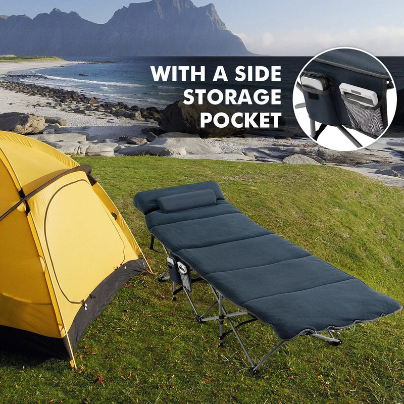 Folding Retractable Travel Camping Cot with Mattress and Carry Bag by DirectDeals