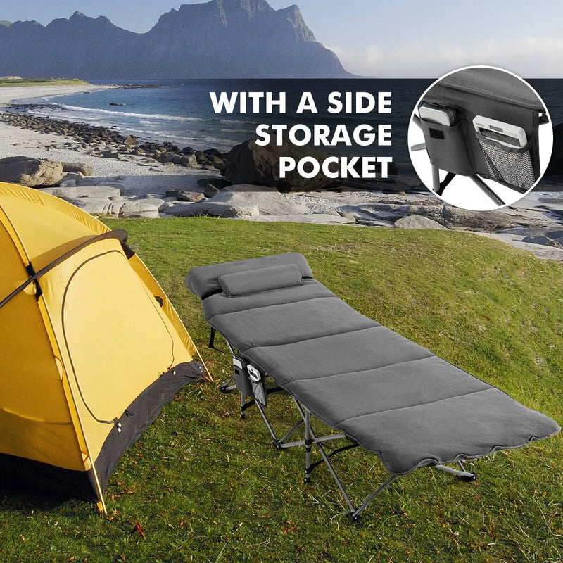 Folding Retractable Travel Camping Cot with Mattress and Carry Bag by DirectDeals