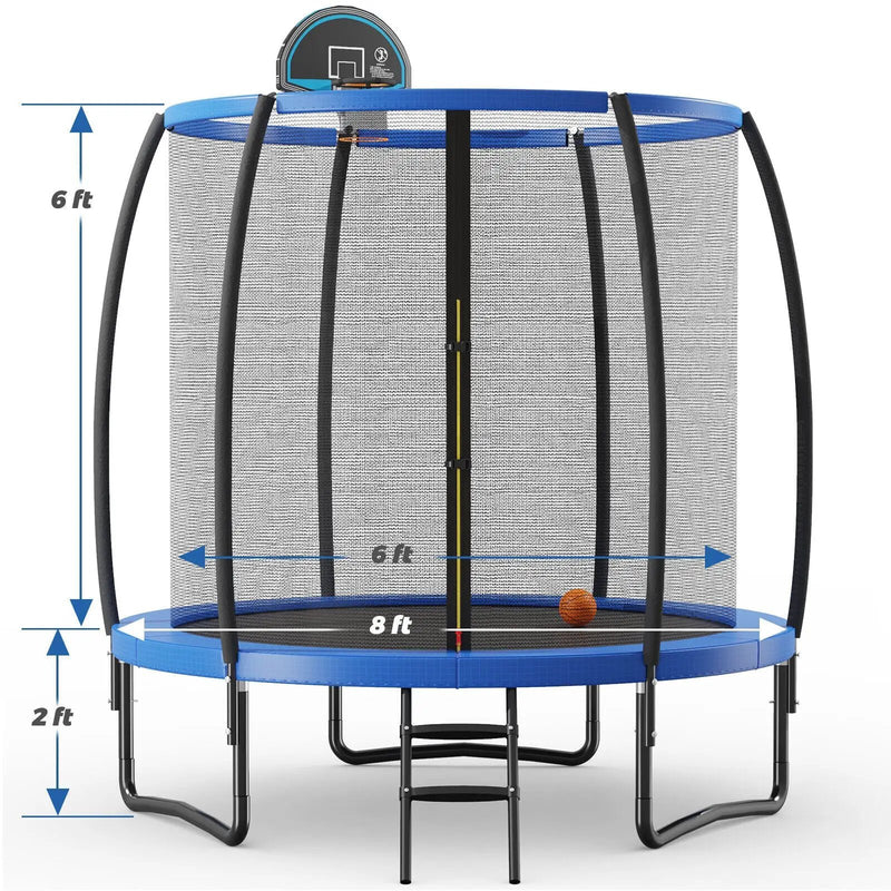 8/10 Feet Recreational Trampoline with Basketball Hoop by DirectDeals