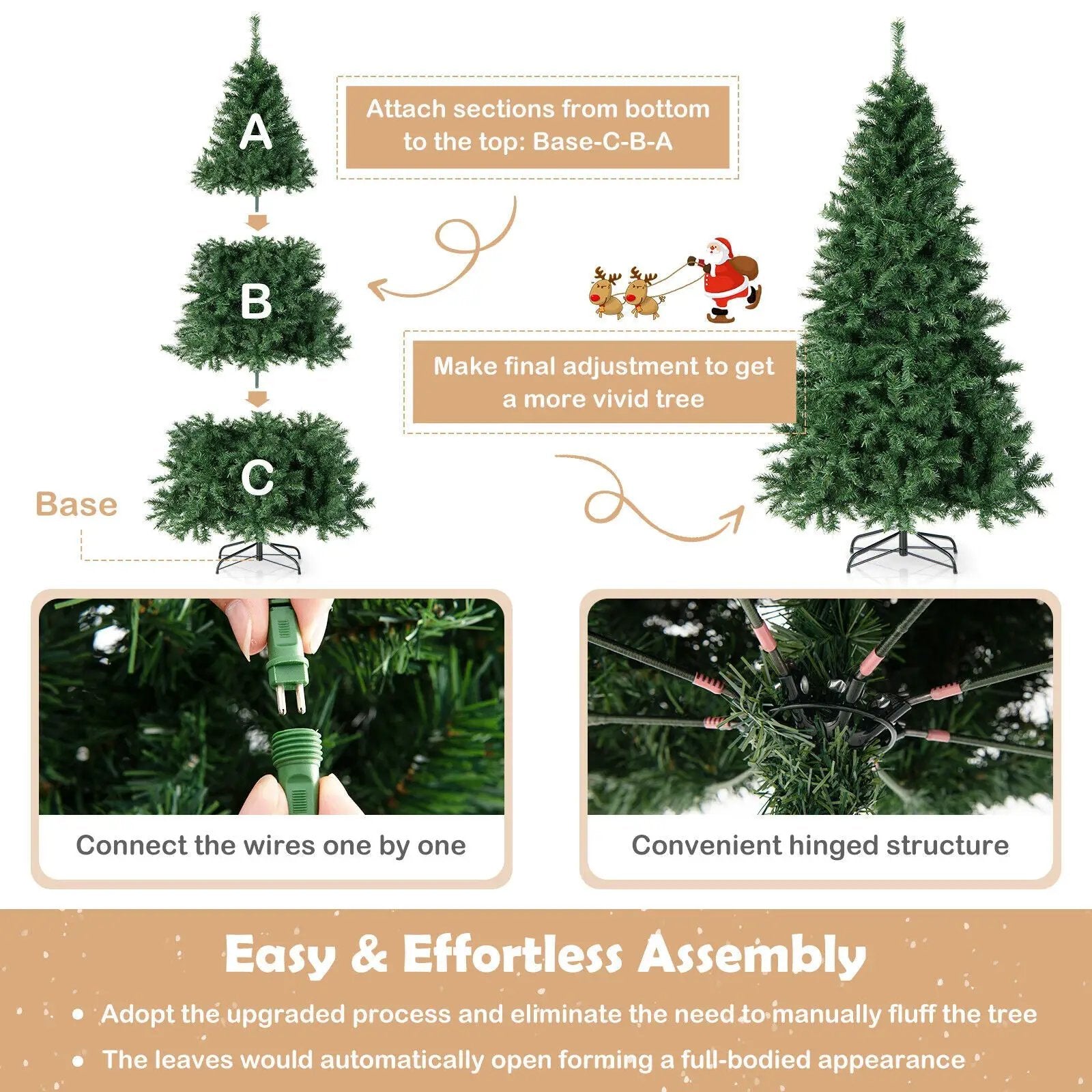 7 Feet Christmas Tree Pre-Lit 3-Minute Quick Shape by DirectDeals