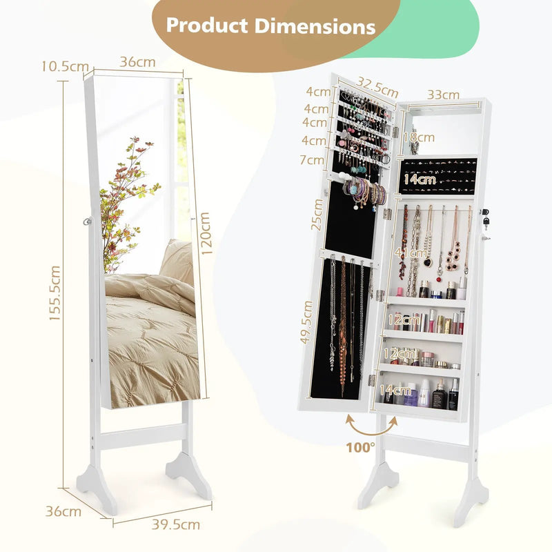 Standing Jewelry Cabinet with Full Length Mirror by DirectDeals