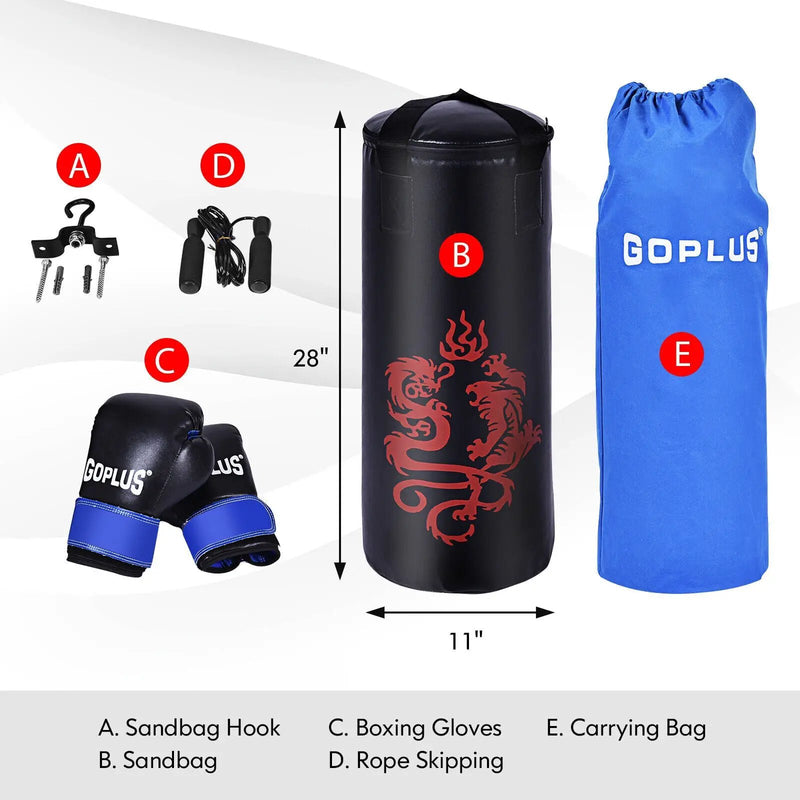 5 Pieces 40Lbs Filled Punching Boxing Set with Jump Rope and Gloves by DirectDeals