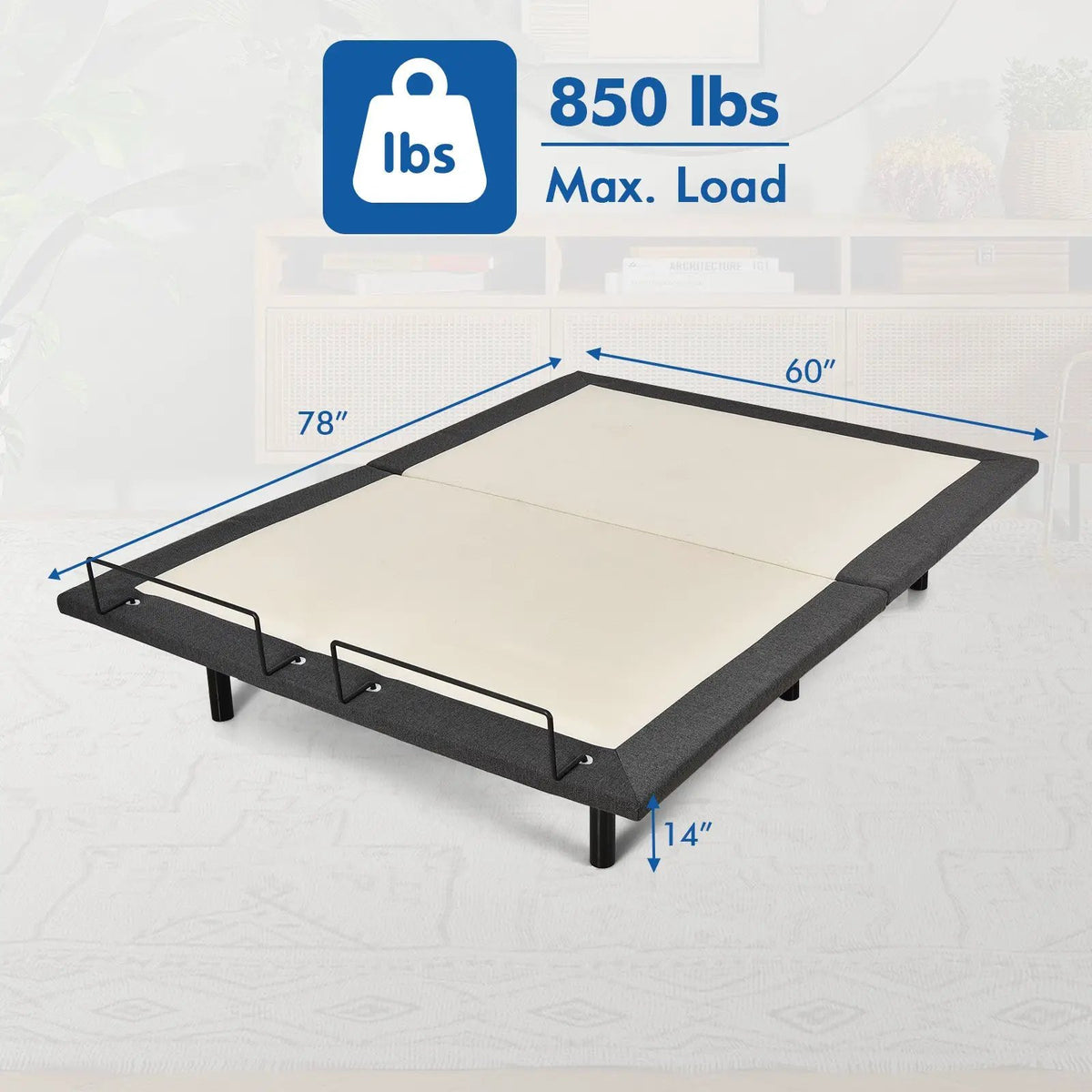 Queen Size Adjustable Bed Base Electric Bed Frame with Massage Modes, photo 9 of 16
