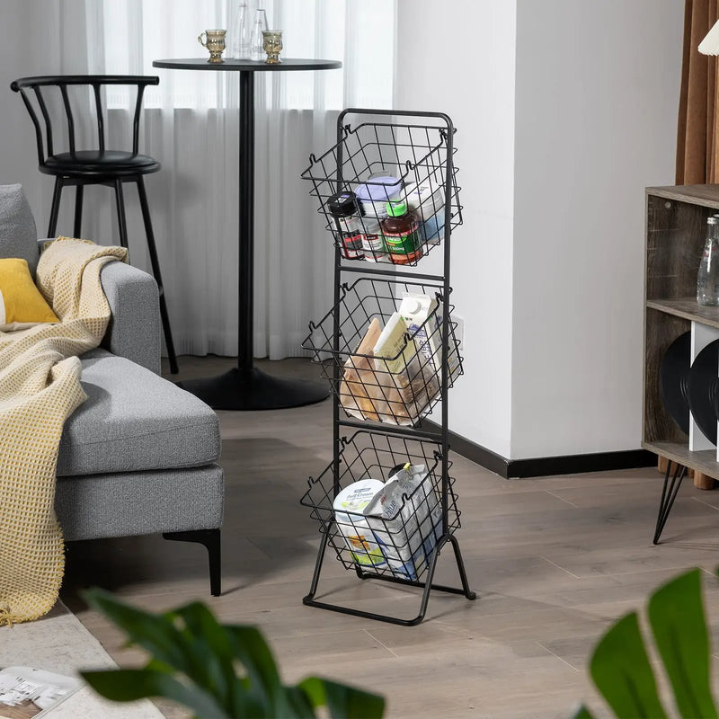 3-Tier Fruit Basket Stand with Adjustable Heights by DirectDeals