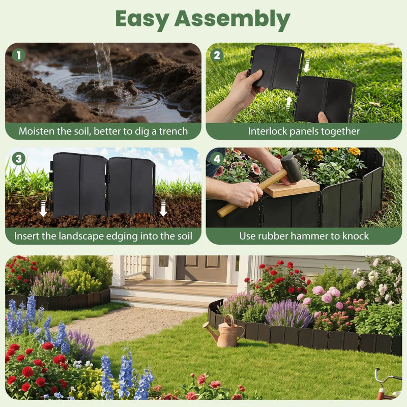 Garden Edging Borders 70-Piece Interlocking No-Dig Set by DirectDeals