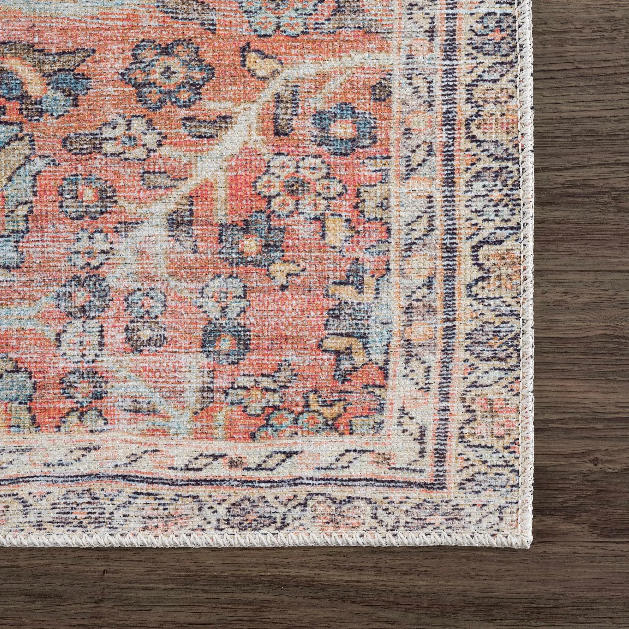 Urpi Rose & Blue Washable Area Rug by Hauteloom