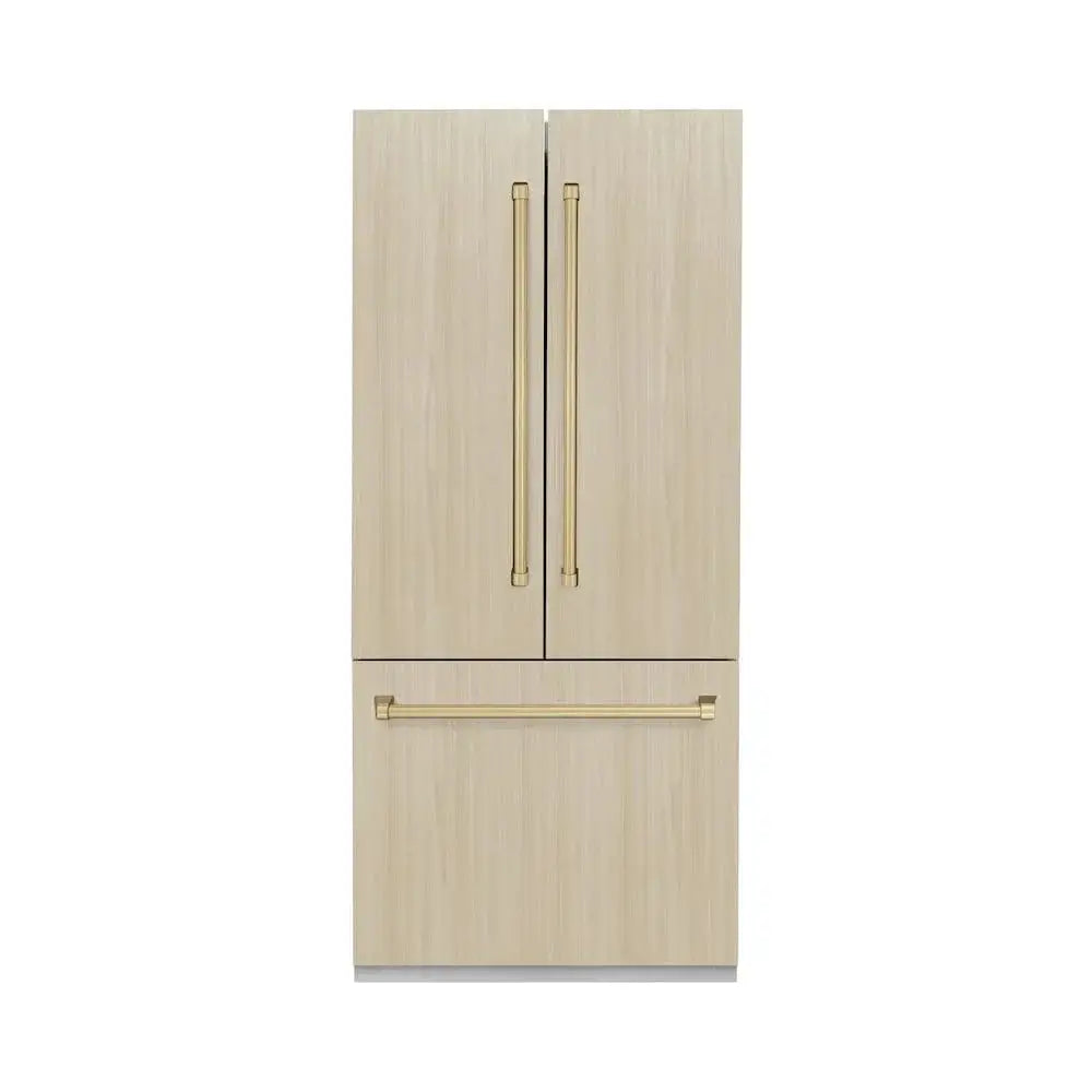 ZLINE 36" Panel Ready Built-In Bottom Freezer Refrigerator,Water Dispenser, Ice Maker,Graphite Gray, Champagne Bronze GRBIVZ-36-CB by Farmhouse Kitchen and Bath