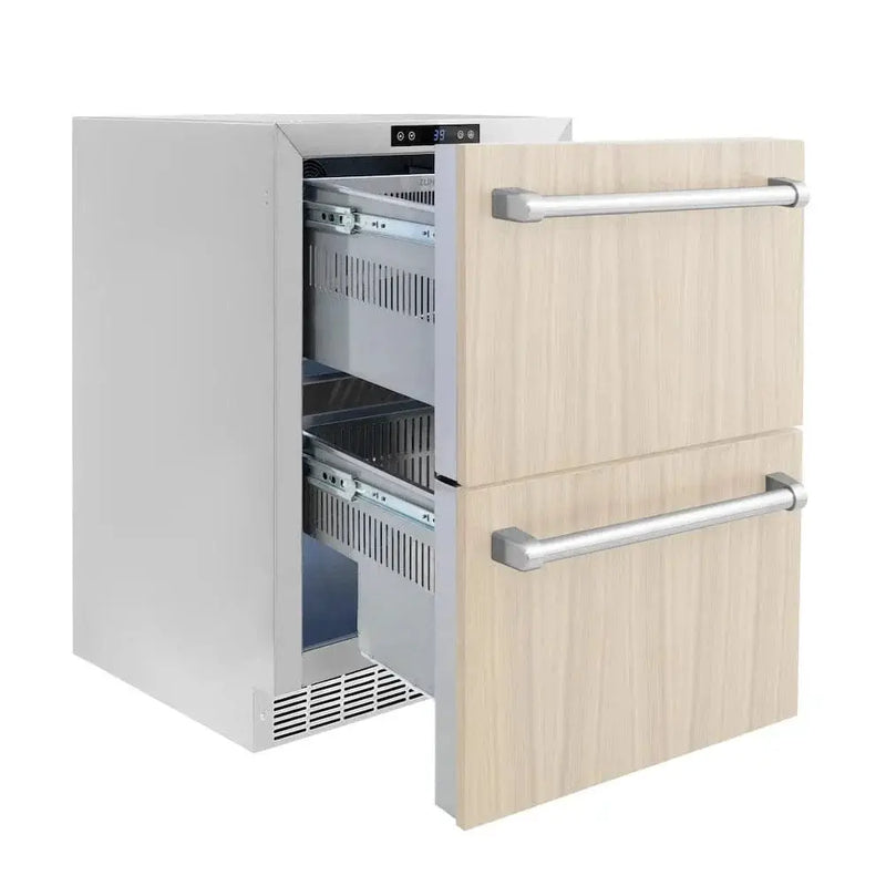 ZLINE 24" Touchstone 168 Can Outdoor-Rated Dual Refrigerator Drawer, Panel Ready, RDSPO-24 by Farmhouse Kitchen and Bath