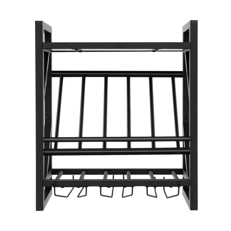 10 Bottles Wall Mounted Wine Rack with Glass Holder by DirectDeals