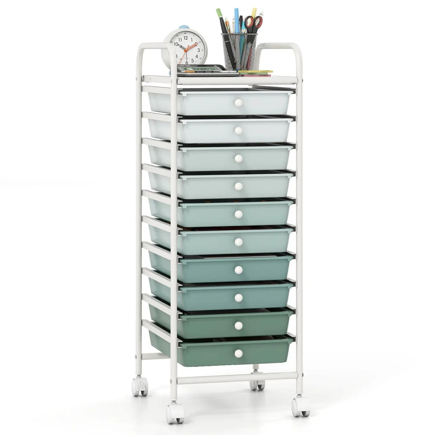 10 Drawer Rolling Storage Cart Organizer with 4 Universal Casters by DirectDeals