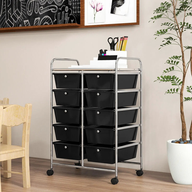 10-Drawer Rolling Storage Cart by DirectDeals
