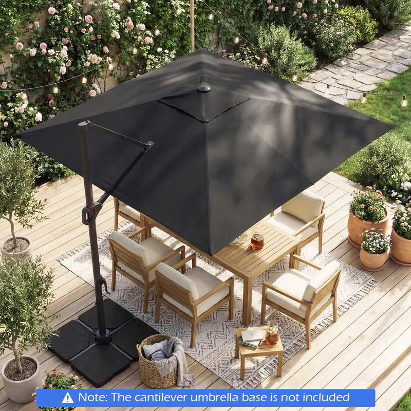 10 FT Cantilever Patio Umbrella with Solar LED Lights for Pool and Garden by DirectDeals