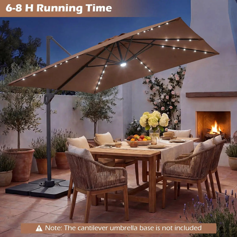 10 FT Cantilever Patio Umbrella with Solar LED Lights for Pool and Garden by DirectDeals