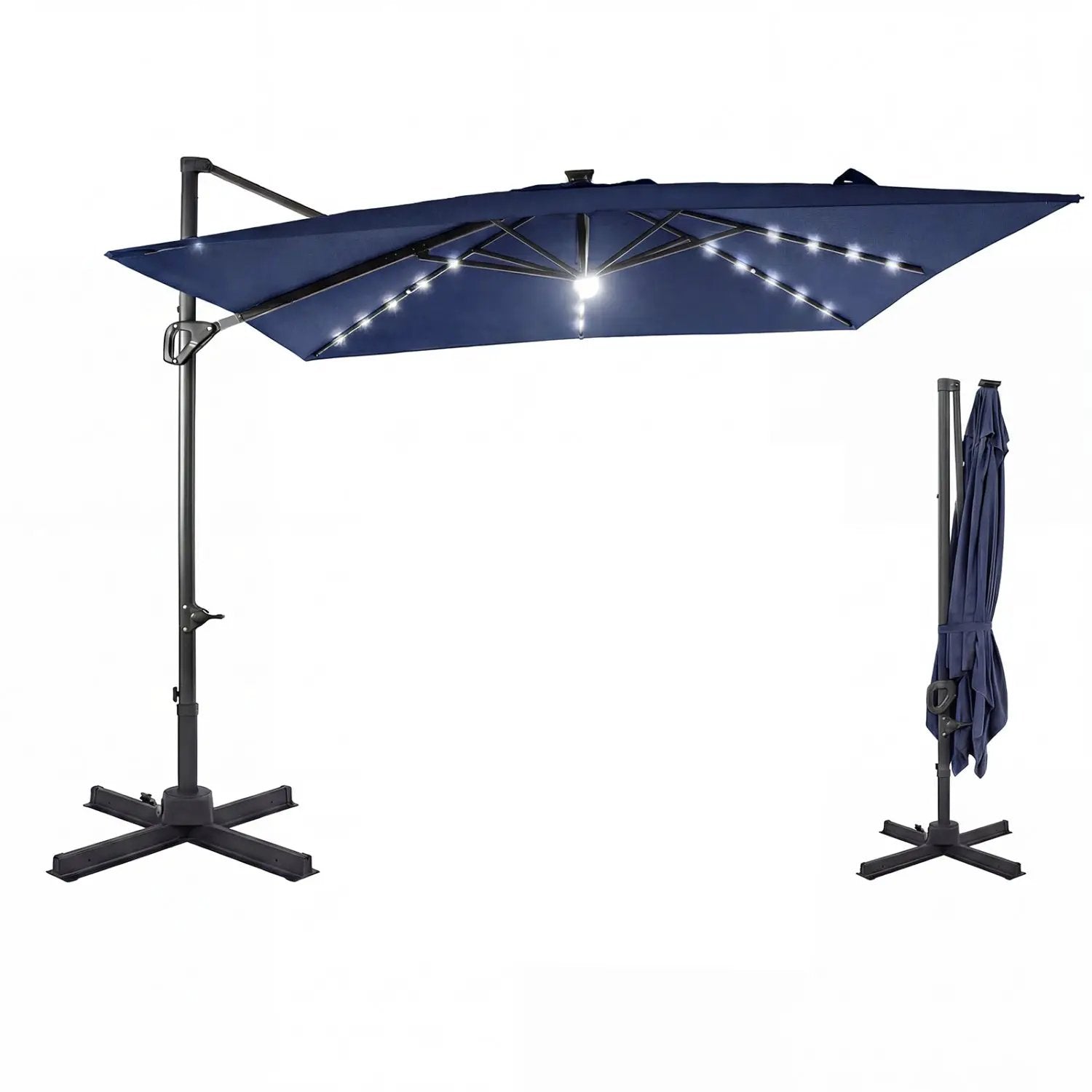 10 FT Cantilever Patio Umbrella with Solar LED Lights for Pool and Garden by DirectDeals