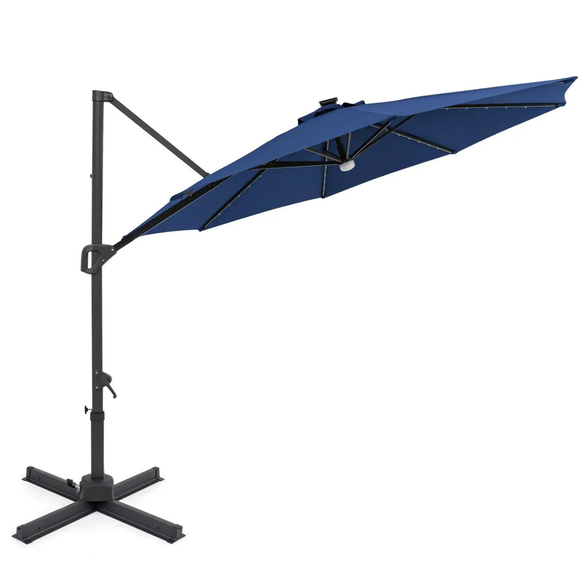 10 FT Cantilever Patio Umbrella with Solar LED Lights 360° Rotation, photo 21 of 40