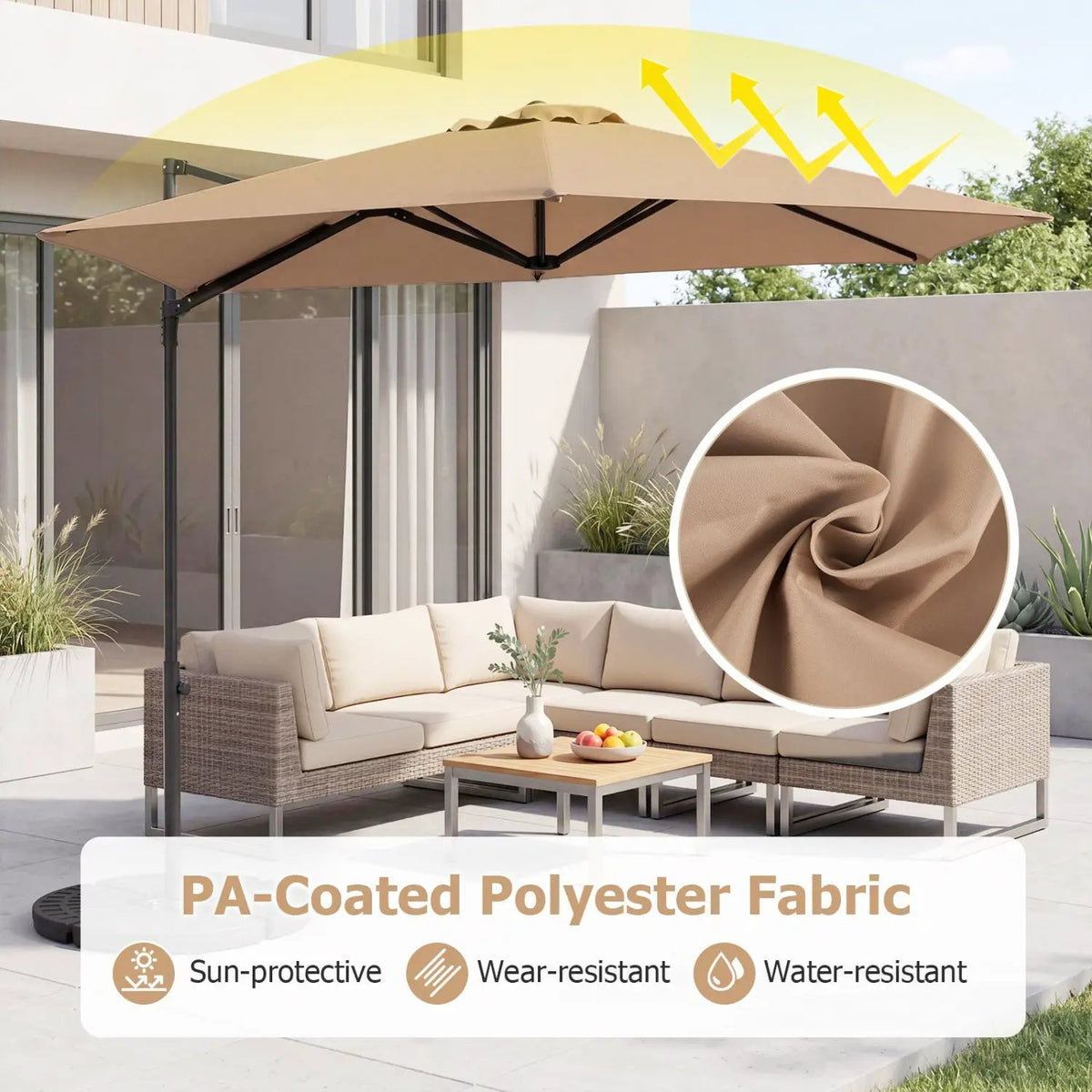 10 FT Cantilever Patio Umbrella with 360° Rotation, photo 3 of 13