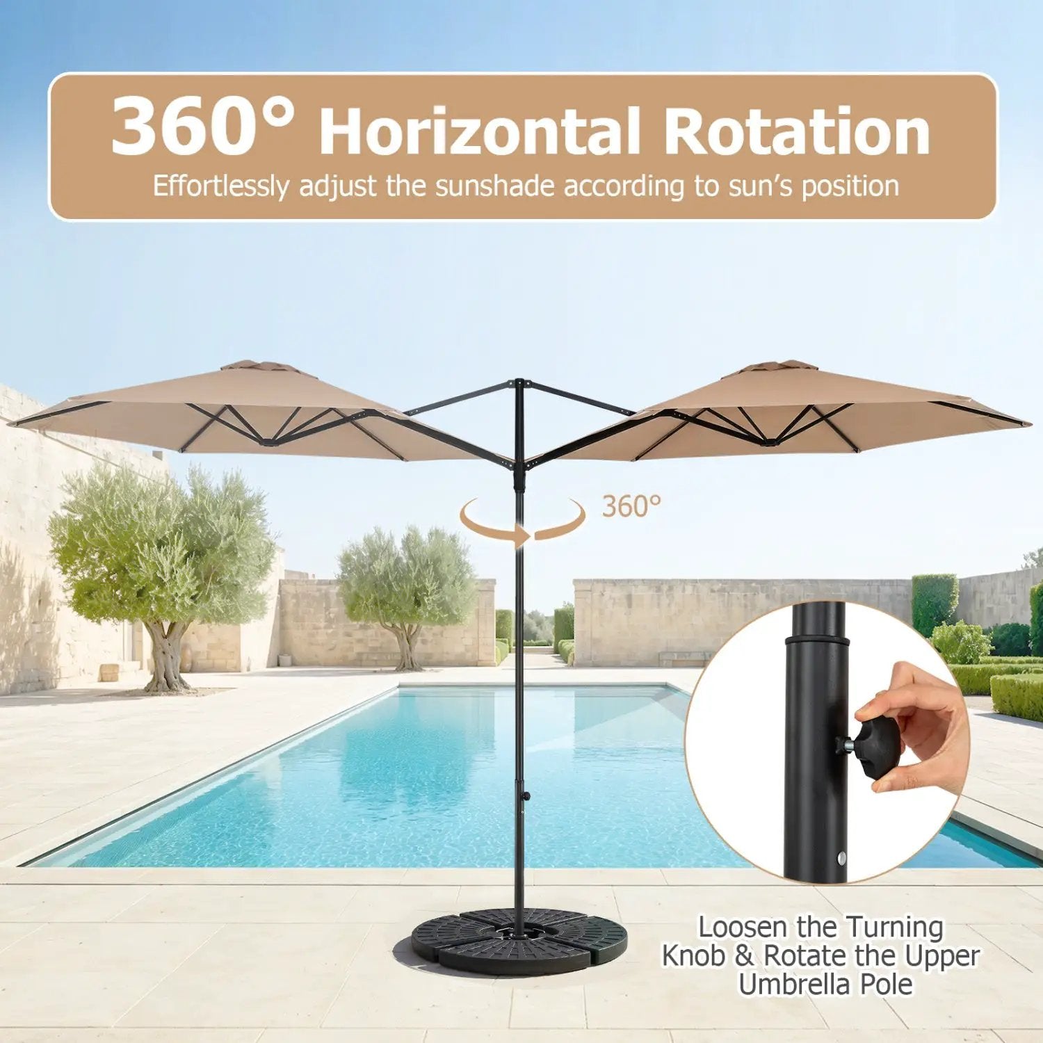 10 FT Cantilever Patio Umbrella with 360° Rotation by DirectDeals