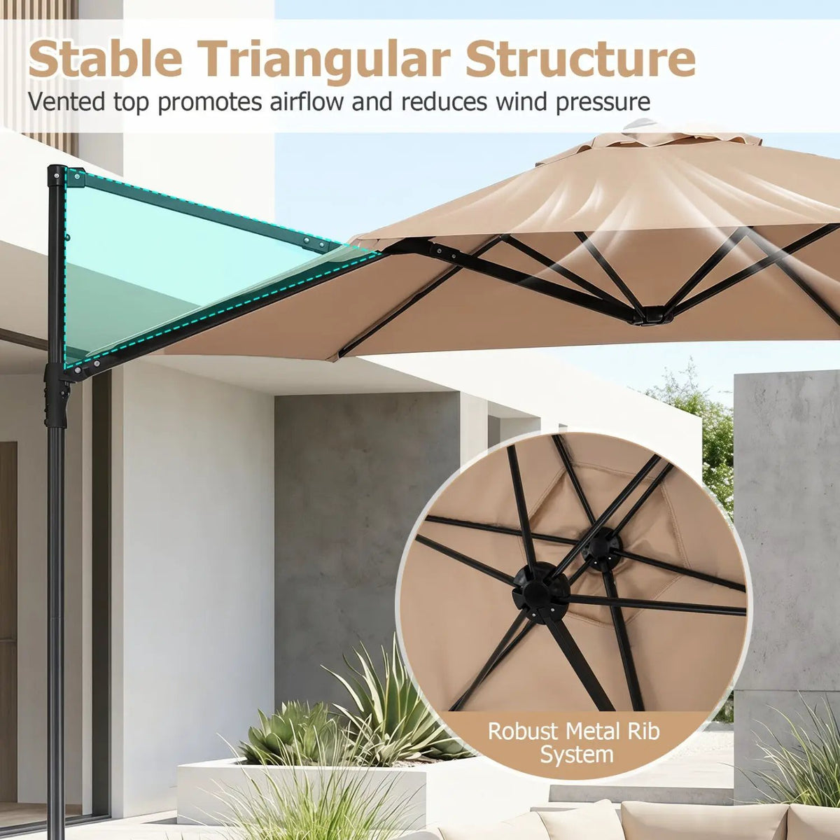 10 FT Cantilever Patio Umbrella with 360° Rotation, photo 5 of 13