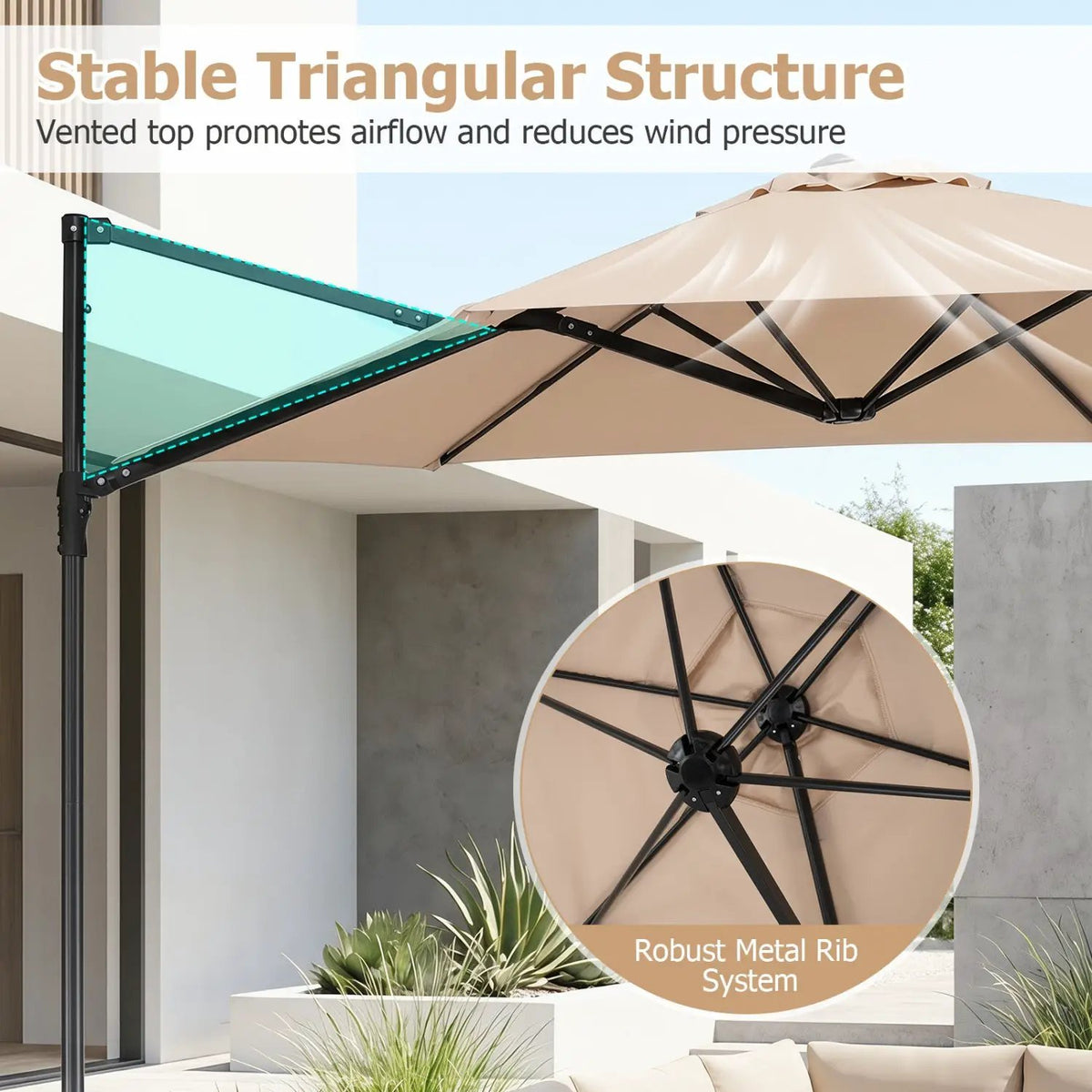 10 FT Cantilever Patio Umbrella with 360° Rotation, photo 12 of 13