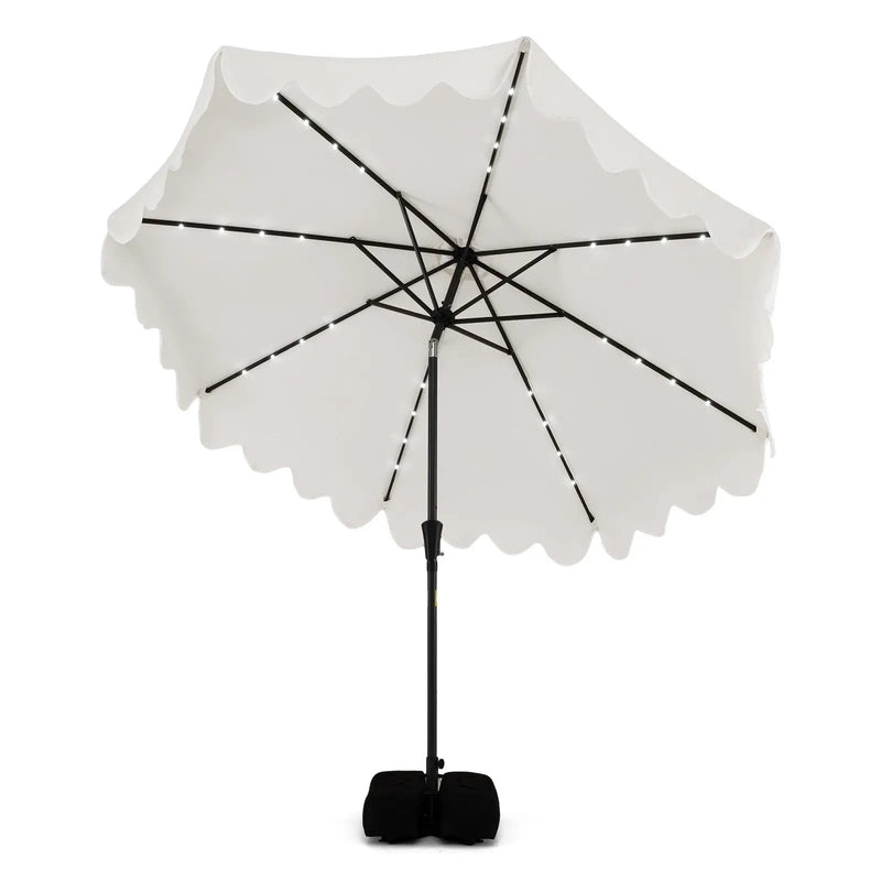 10 FT Outdoor Patio Umbrella with Solar LED Lights and Weighted Base by DirectDeals