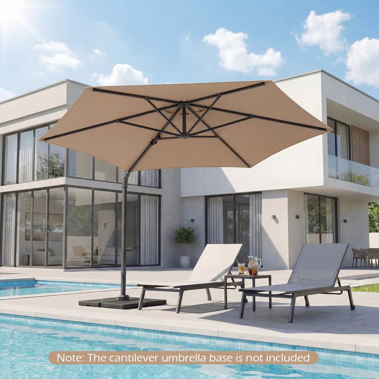 10 FT Patio Cantilever Umbrella with 360° Rotation and Air Vent for Backyard and Poolside by DirectDeals