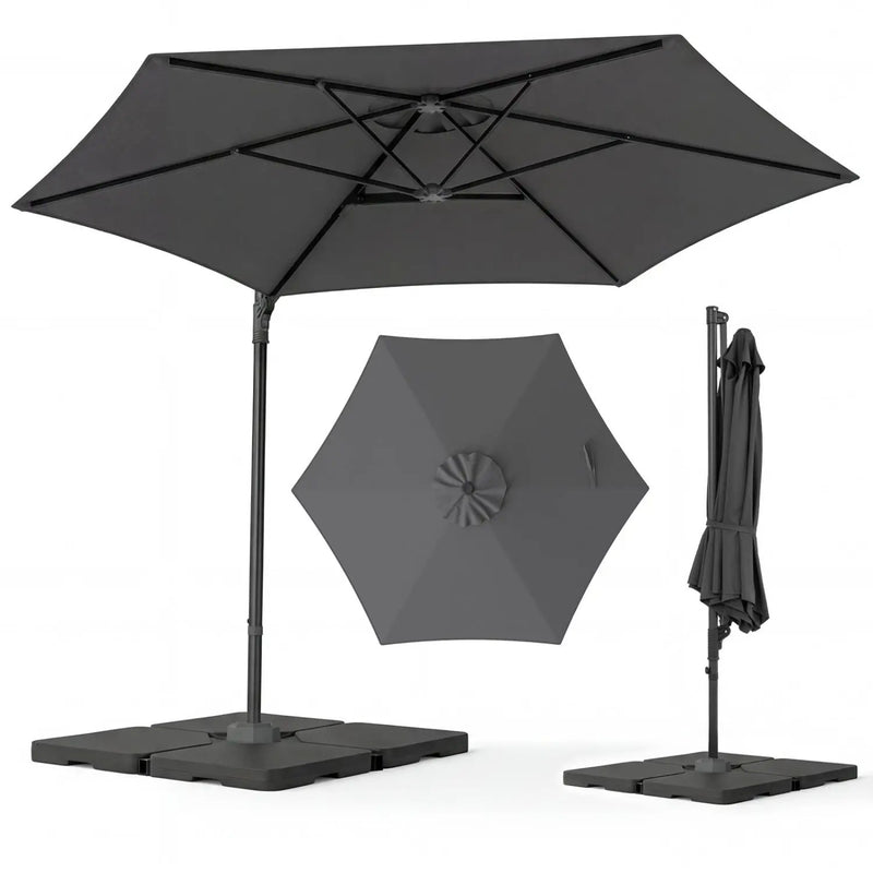 10 FT Patio Cantilever Umbrella with 360° Rotation and Air Vent for Backyard and Poolside by DirectDeals
