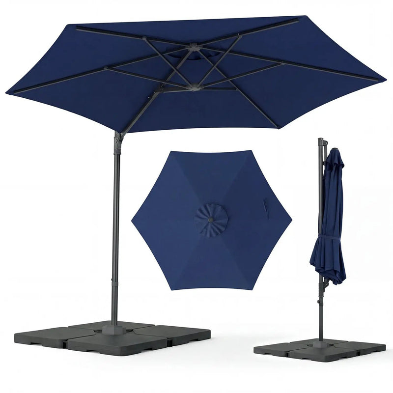10 FT Patio Cantilever Umbrella with 360° Rotation and Air Vent for Backyard and Poolside by DirectDeals