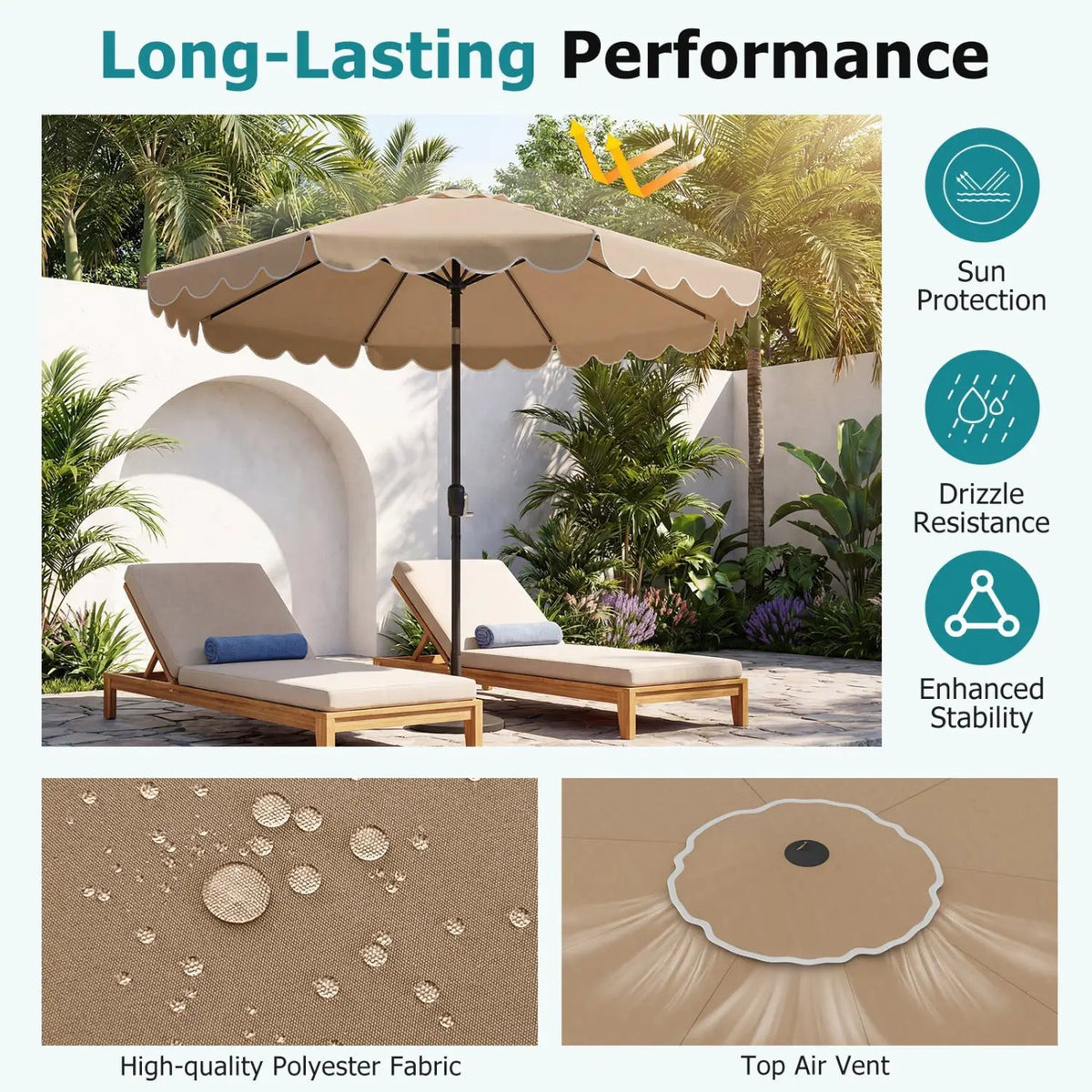 10 FT Patio Umbrella with Push Button Tilt and Crank, photo 35 of 40