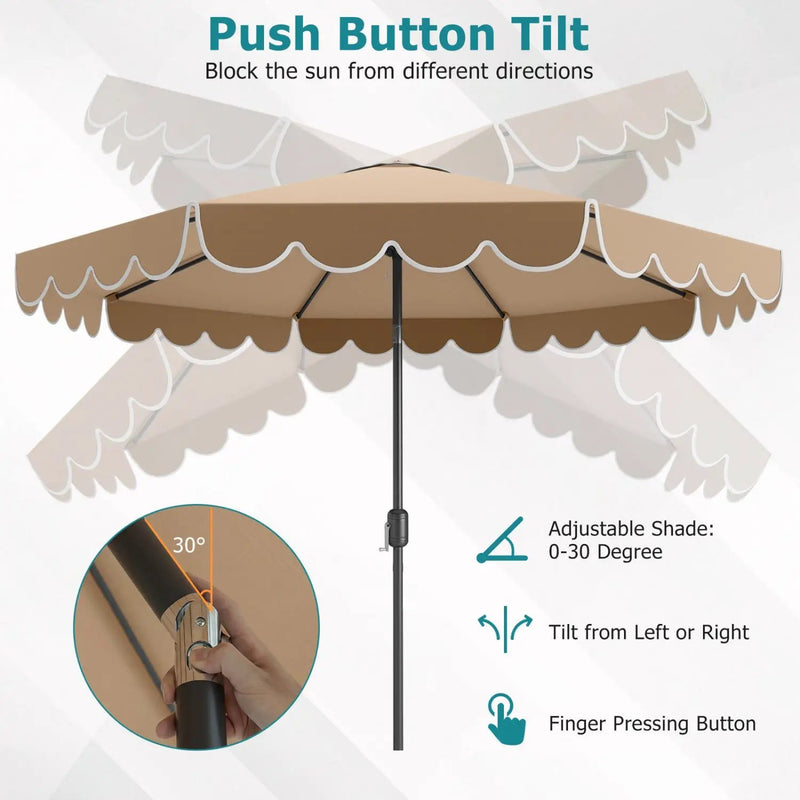 10 FT Patio Umbrella with Push Button Tilt and Crank by DirectDeals
