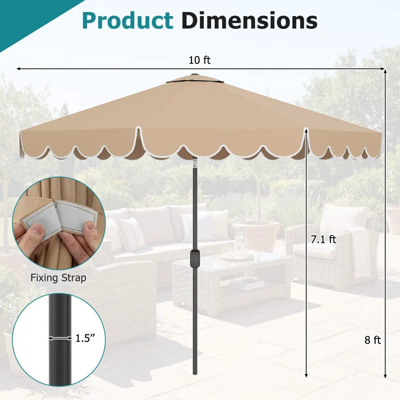 10 FT Patio Umbrella with Push Button Tilt and Crank by DirectDeals