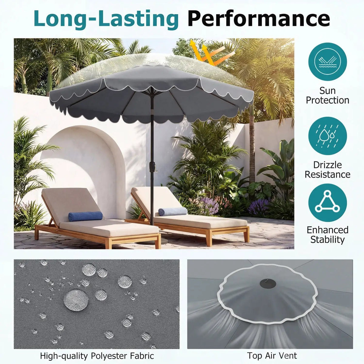 10 FT Patio Umbrella with Push Button Tilt and Crank, photo 31 of 40
