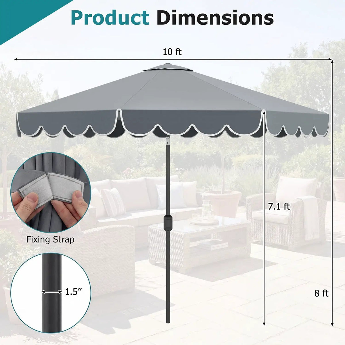 10 FT Patio Umbrella with Push Button Tilt and Crank, photo 23 of 40