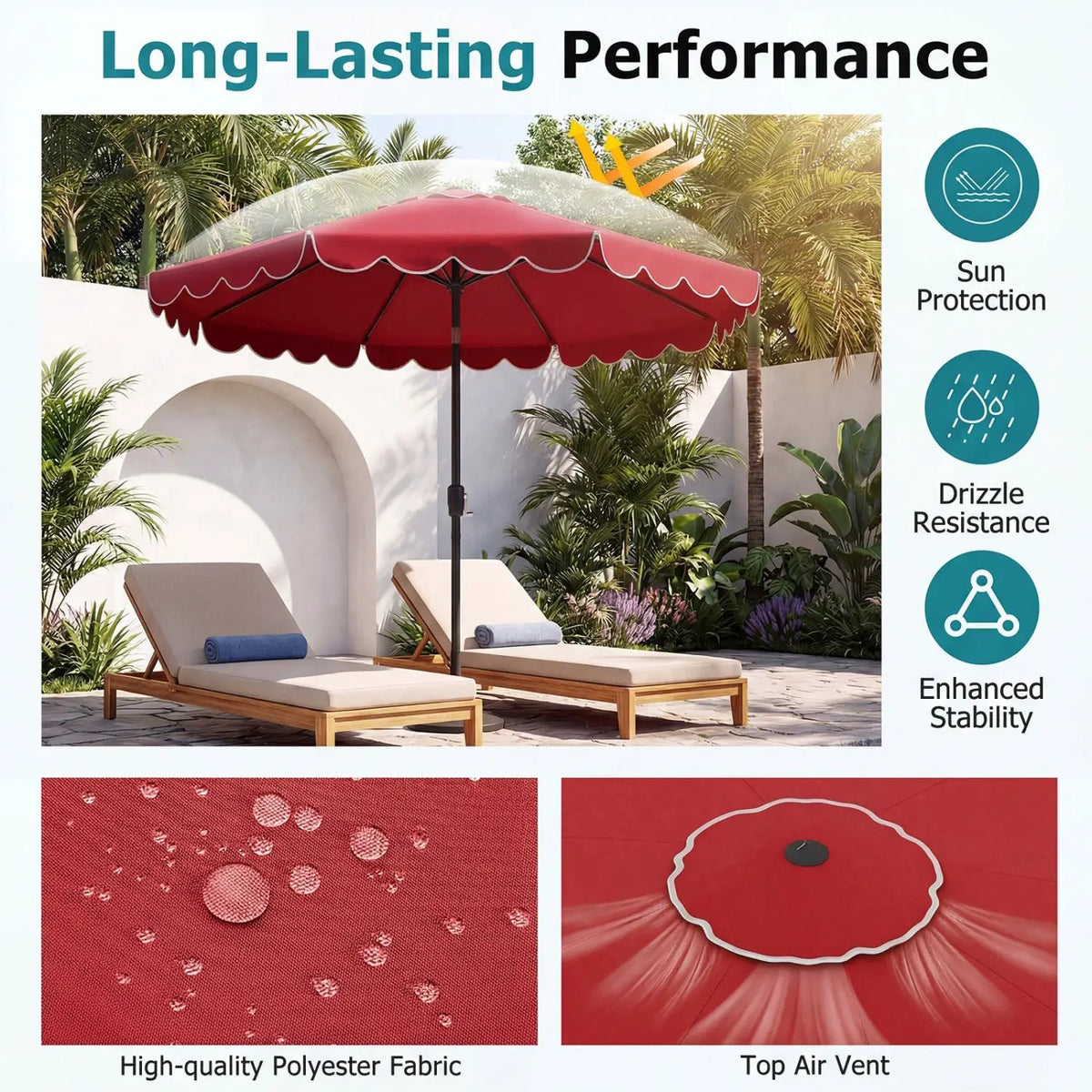 10 FT Patio Umbrella with Push Button Tilt and Crank, photo 34 of 40